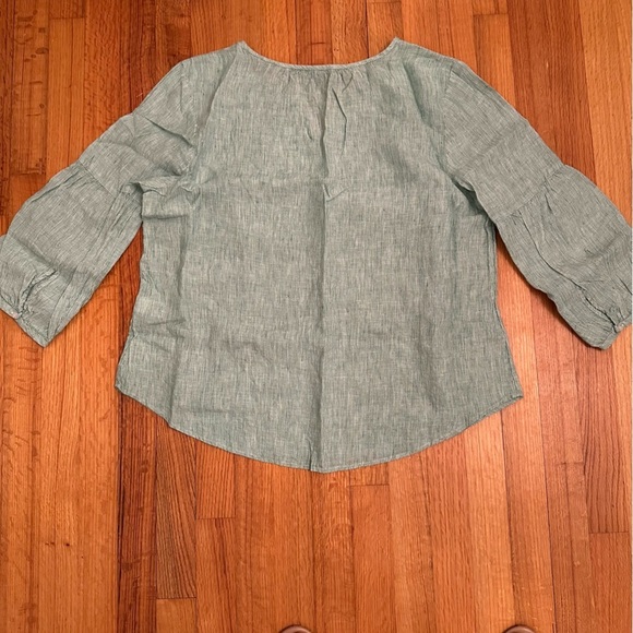 TALBOTS LINEN LANTERN-SLEEVE POPOVER SHIRT - STRIPE XL Petite (k11) - Picture 5 of 11